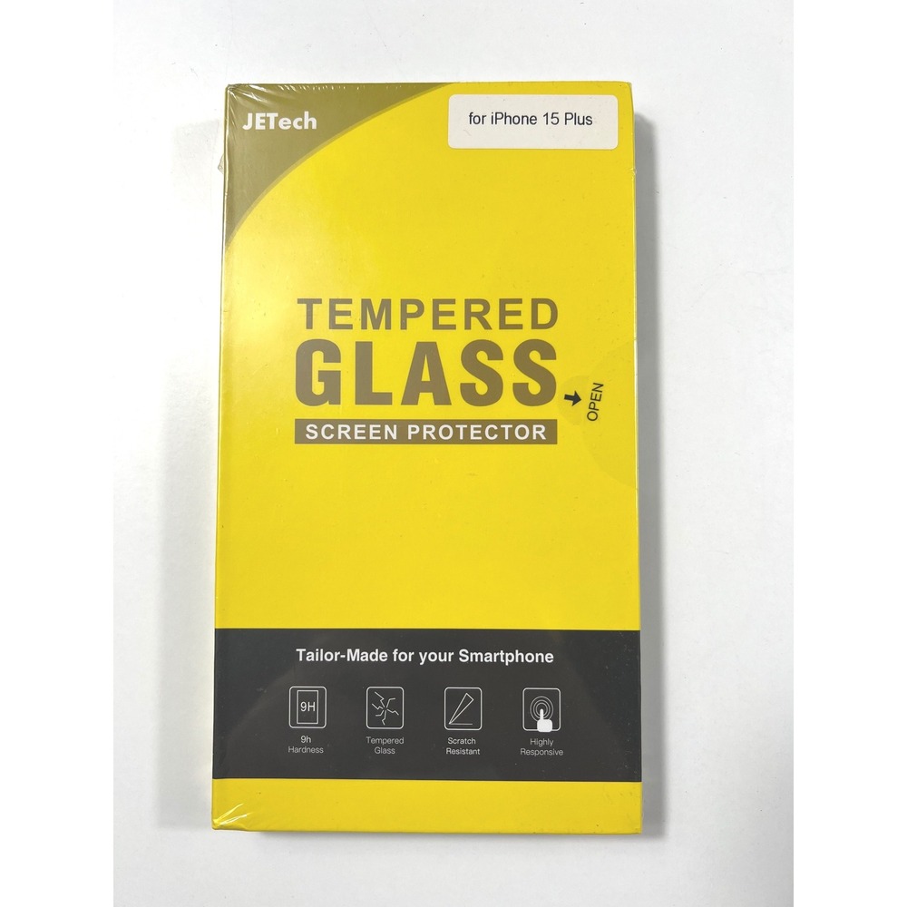 2-Pack JETech iPhone 15 Plus Tempered Glass Screen Protector 9H Hardness NEW